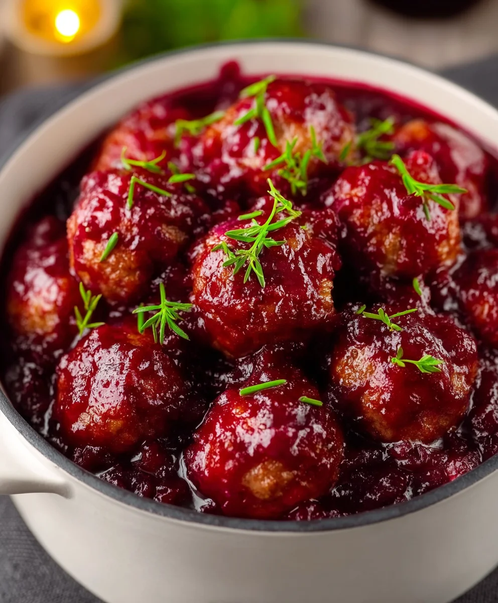 Easy Cranberry Beef Meatballs - Holiday Appetizer
