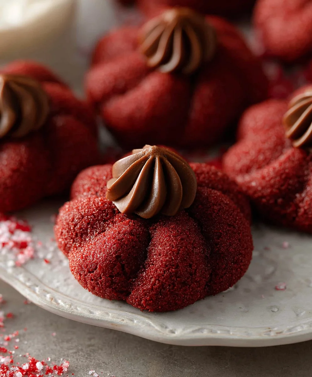 Hershey's Red Velvet Blossoms-Festive Holiday Cookies
