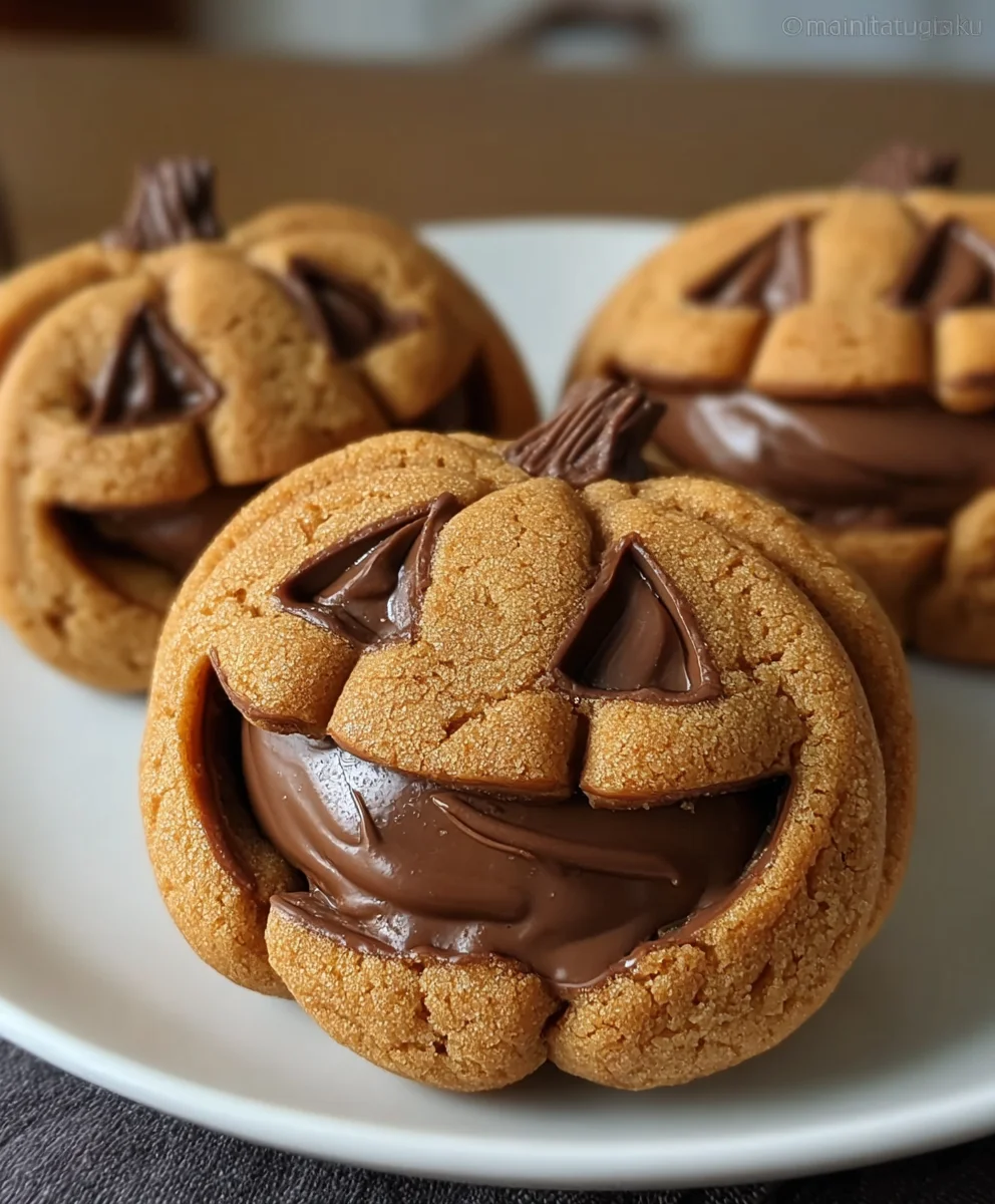 Milk Chocolate Stuffed Jack-o-lantern Cookies