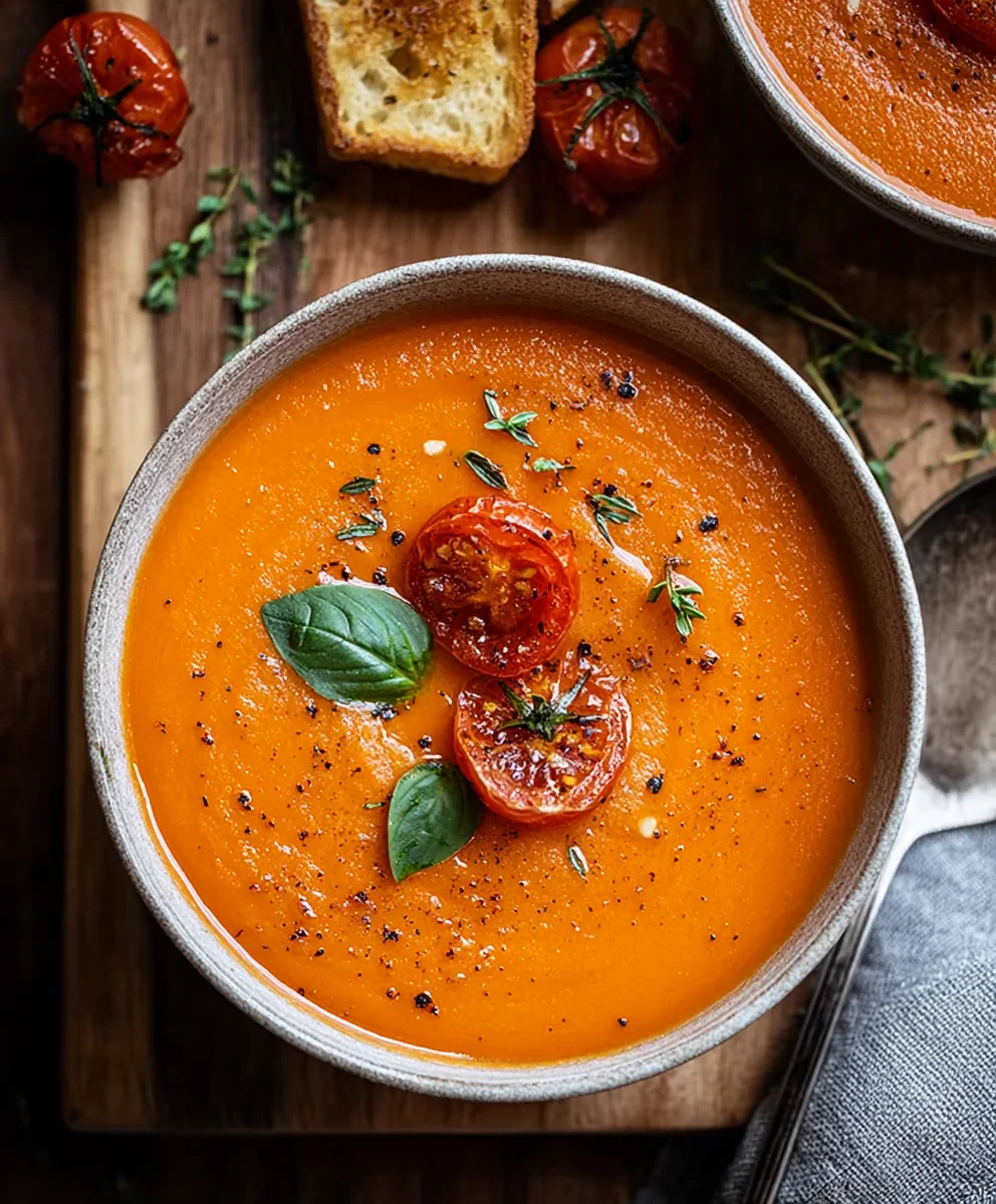 Creamy Roasted Garlic Tomato Soup Recipe