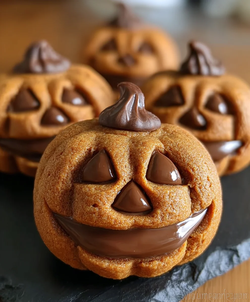 Milk Chocolate Stuffed Jack-o-lantern Cookies