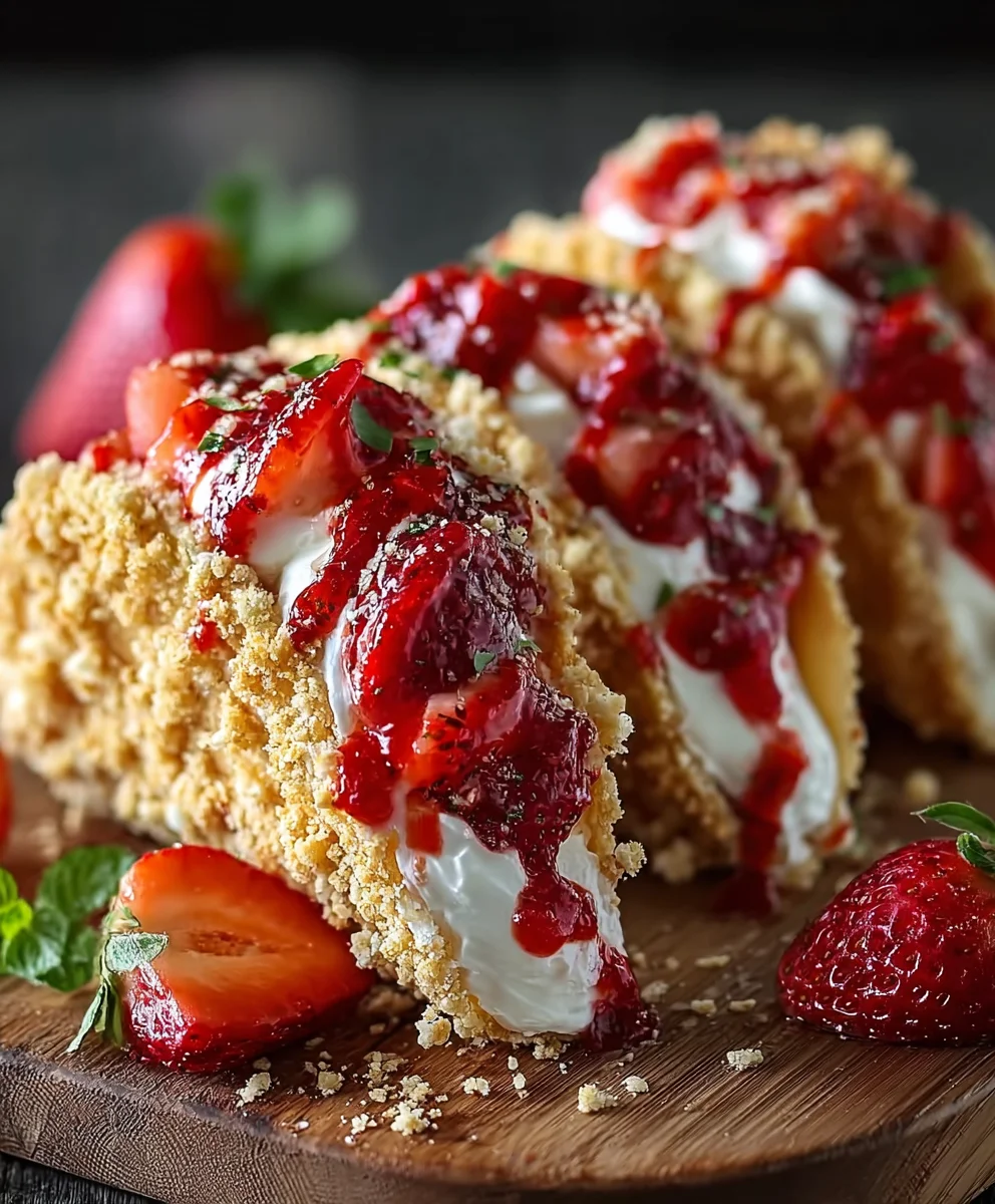 Strawberry Crunch Cheesecake Tacos-Easy Dessert