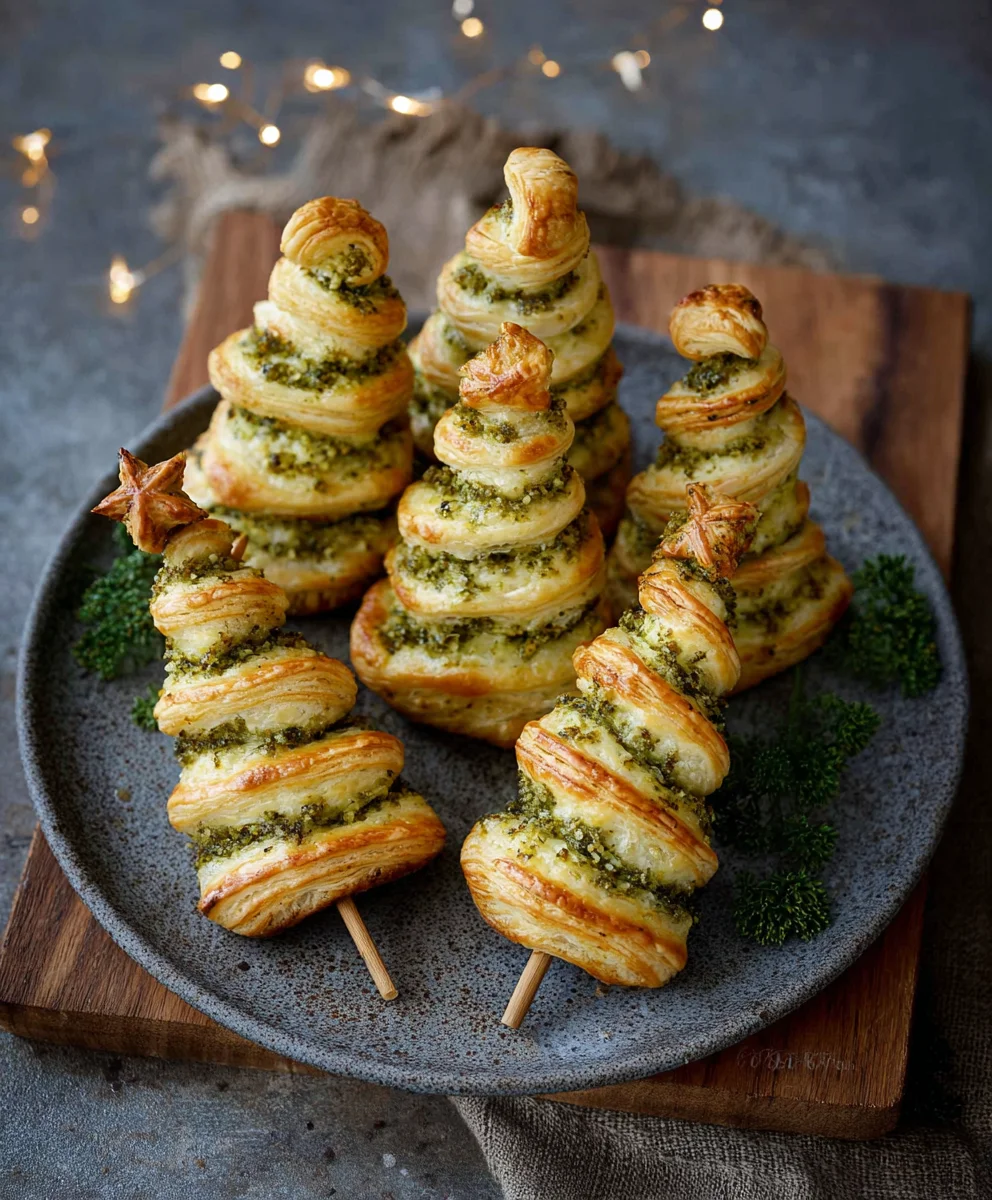 Puff Pastry Pesto Christmas Trees Festive Appetizer