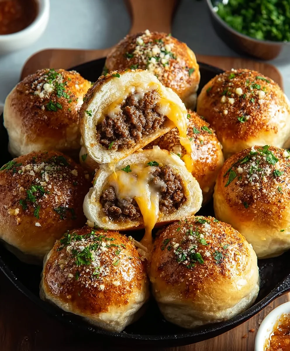 Garlic Parmesan Cheeseburger Bombs - Irresistible Bites