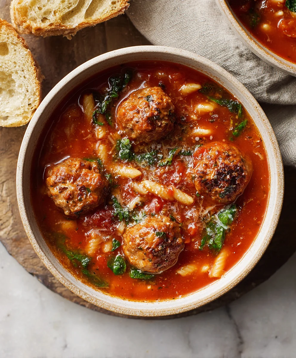 Hearty Beef Meatball Soup- Italian Comfort Food