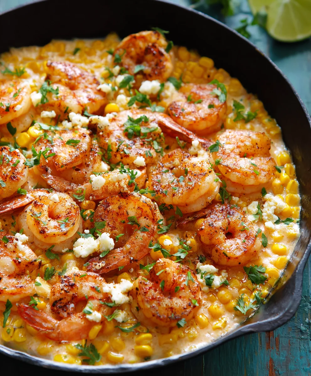 One-Pan Shrimp and Creamed Corn Dinner-Quick Easy