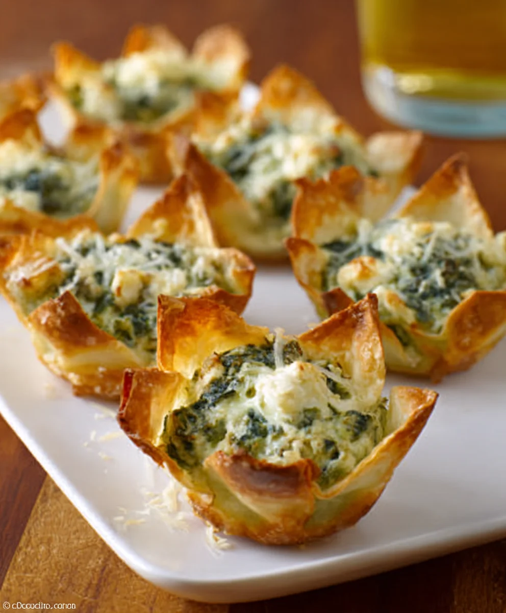 Spinach Artichoke Wonton Cups Appetizer Recipe
