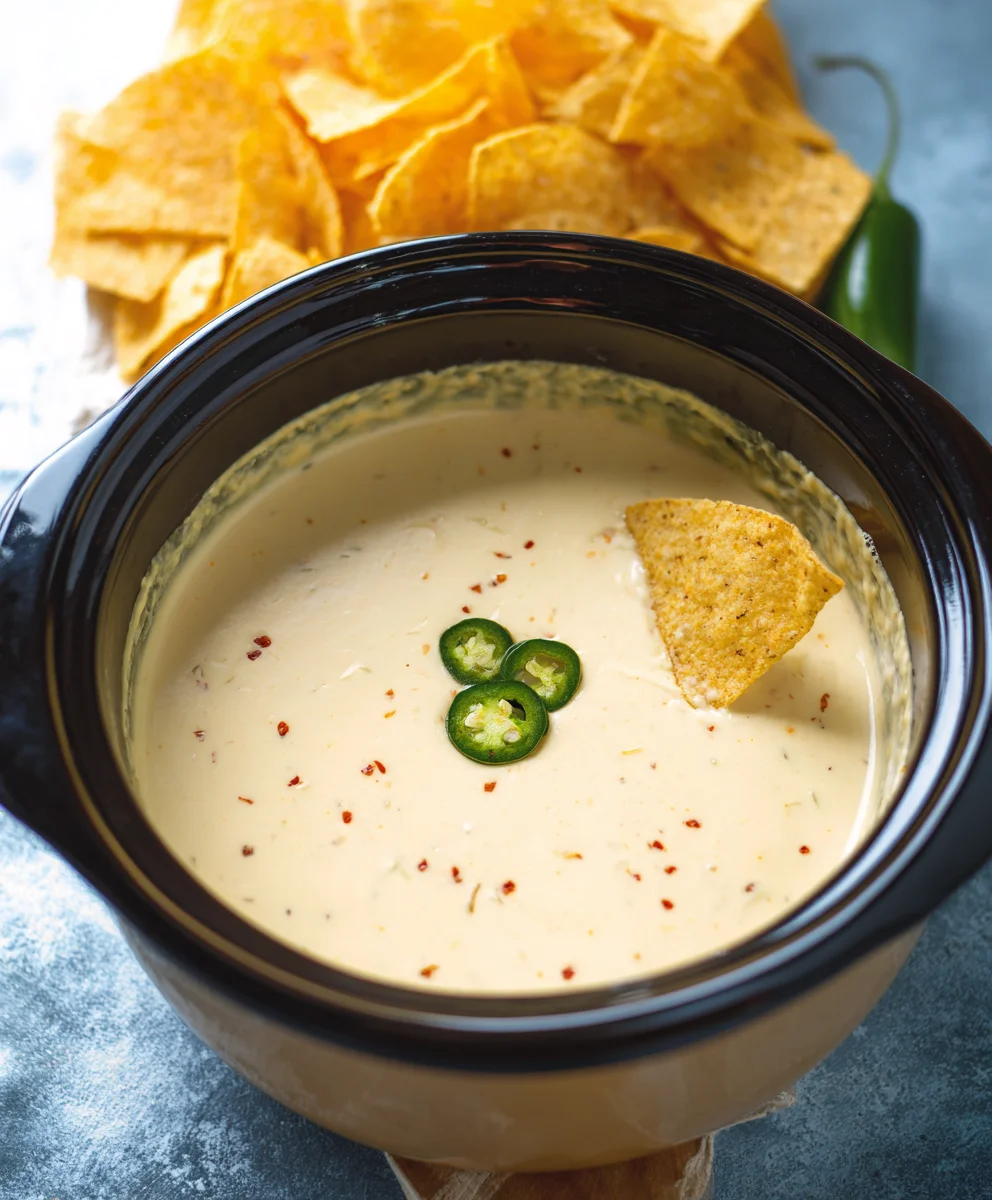 Easy Crockpot White Queso Dip Recipe