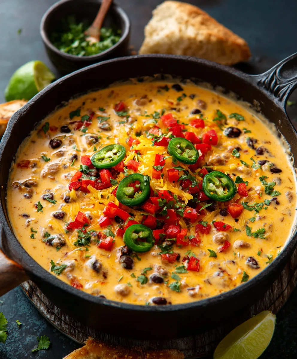 Easy Cowboy Queso Dip - Creamy Beef Cheese Dip