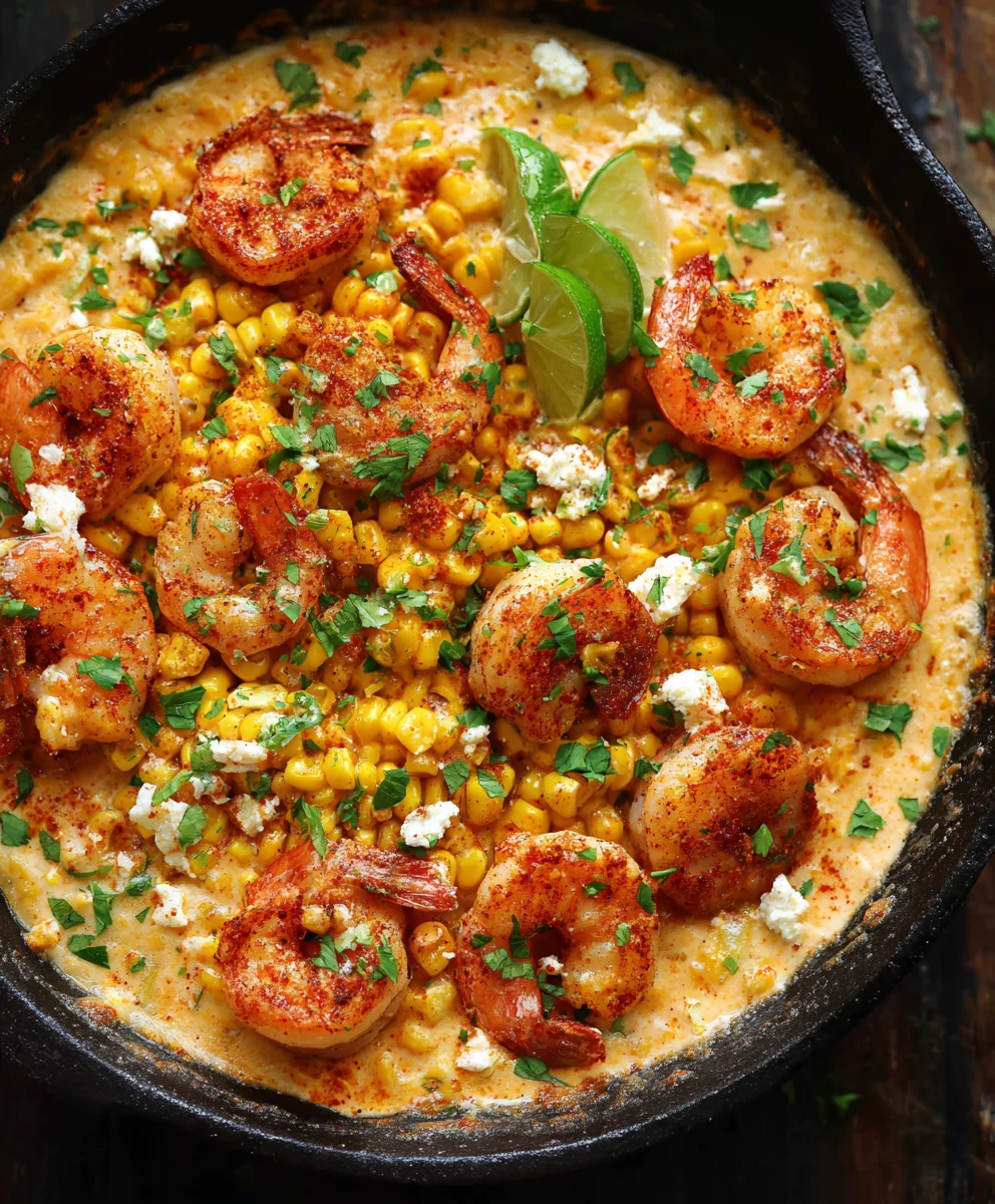 One-Pan Shrimp and Creamed Corn Dinner-Quick Easy