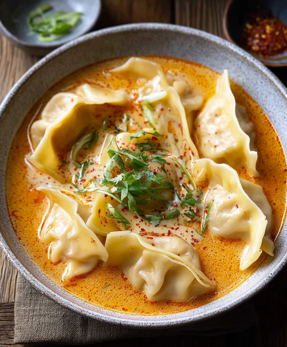 Thai Coconut Curry Beef Dumpling Soup - Easy Recipe