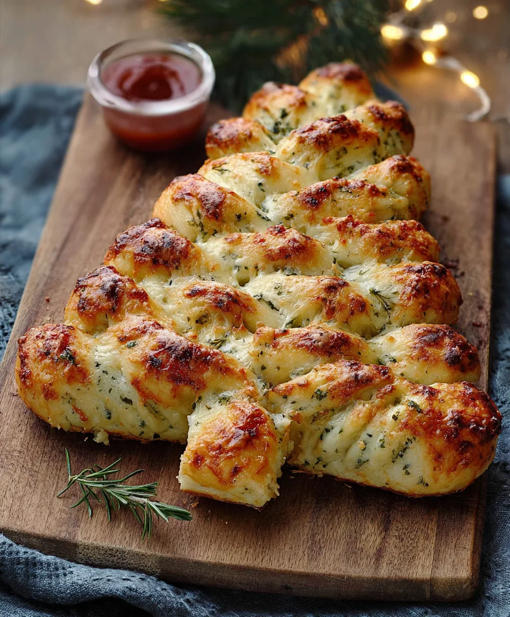 Cheesy Christmas Tree Bread-Festive Appetizer Recipe