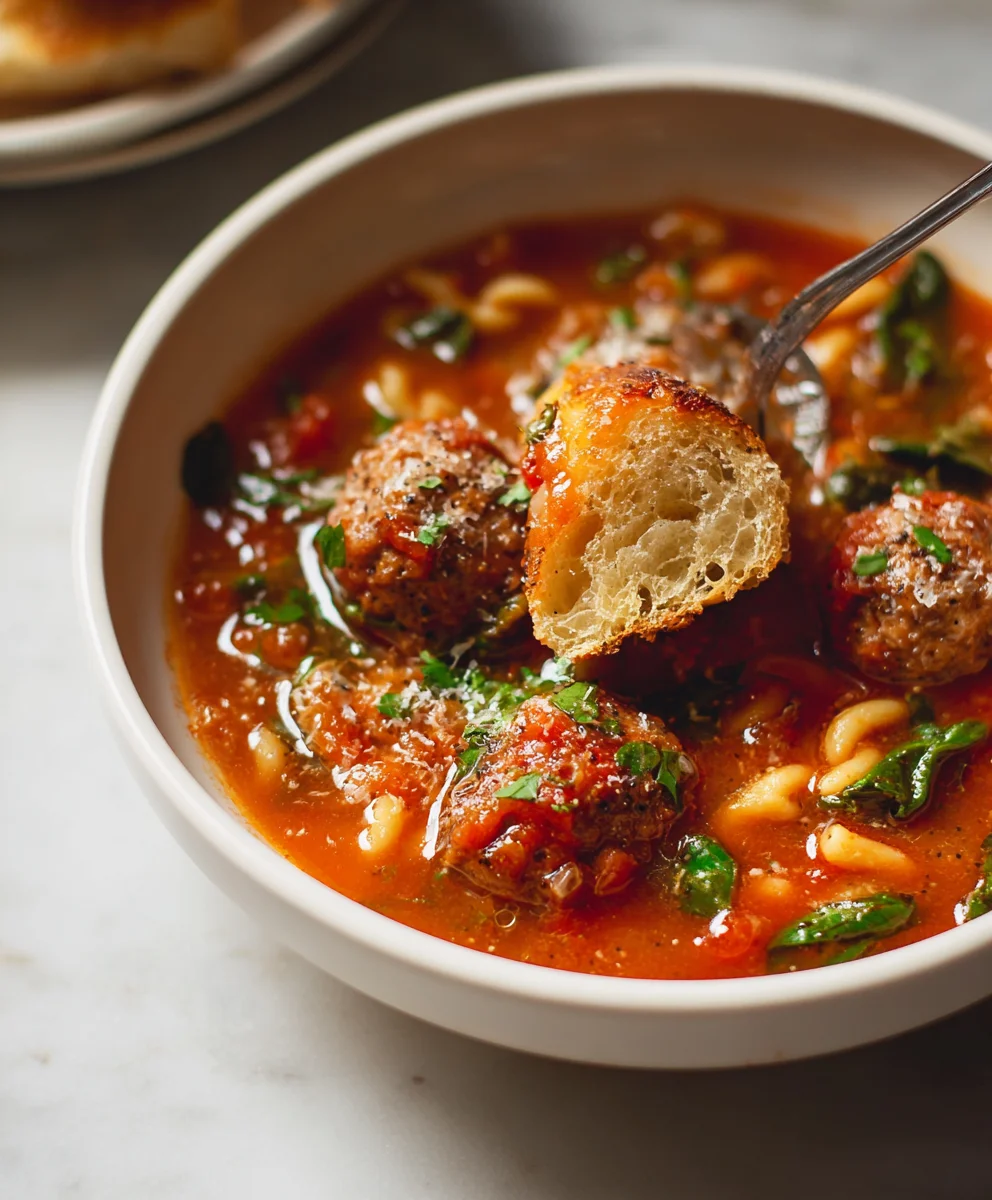 Hearty Beef Meatball Soup- Italian Comfort Food