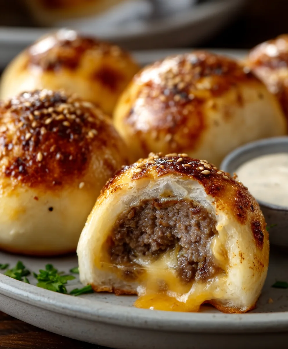 Garlic Parmesan Cheeseburger Bombs - Easy Appetizer