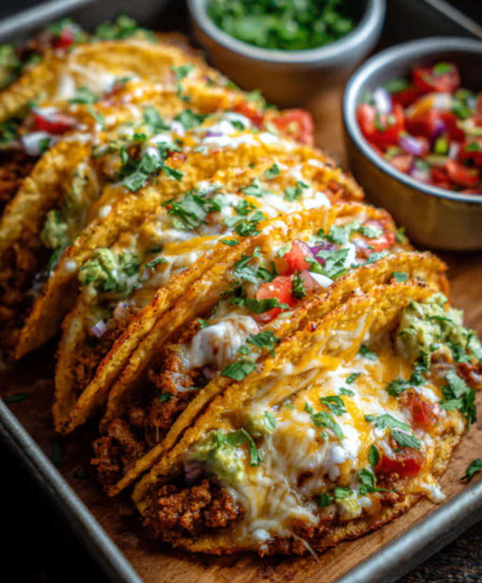 Oven-Baked Cheesy Beef Tacos Crispy & Loaded