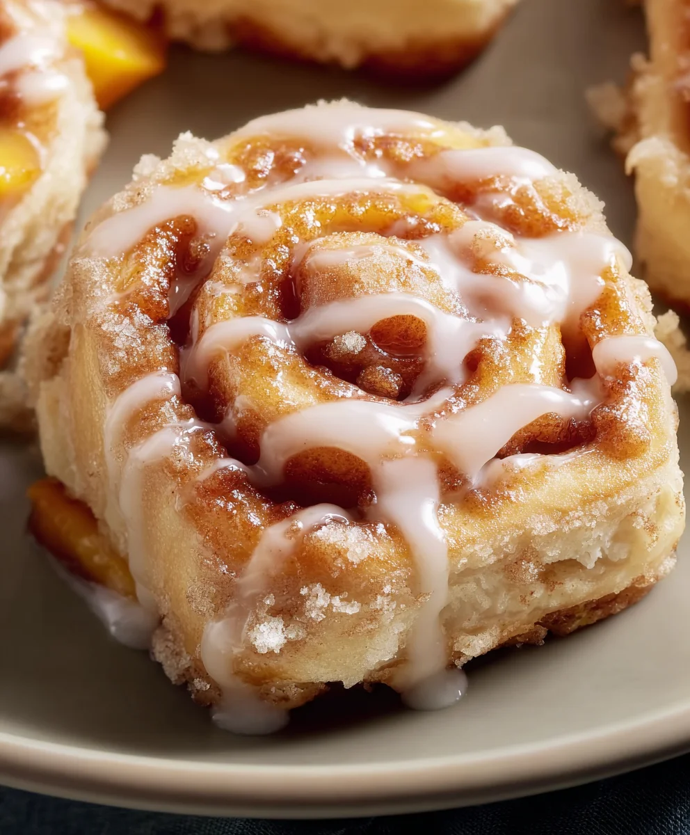 Peach Cobbler Cinnamon Rolls Delightfully Sweet