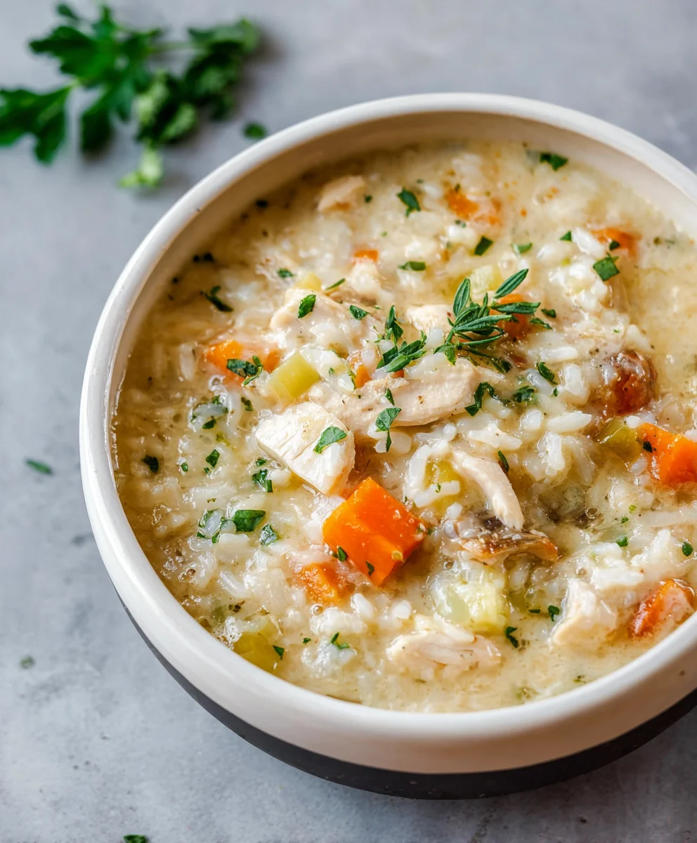 Creamy Chicken and Rice Soup-Hearty & Delicious