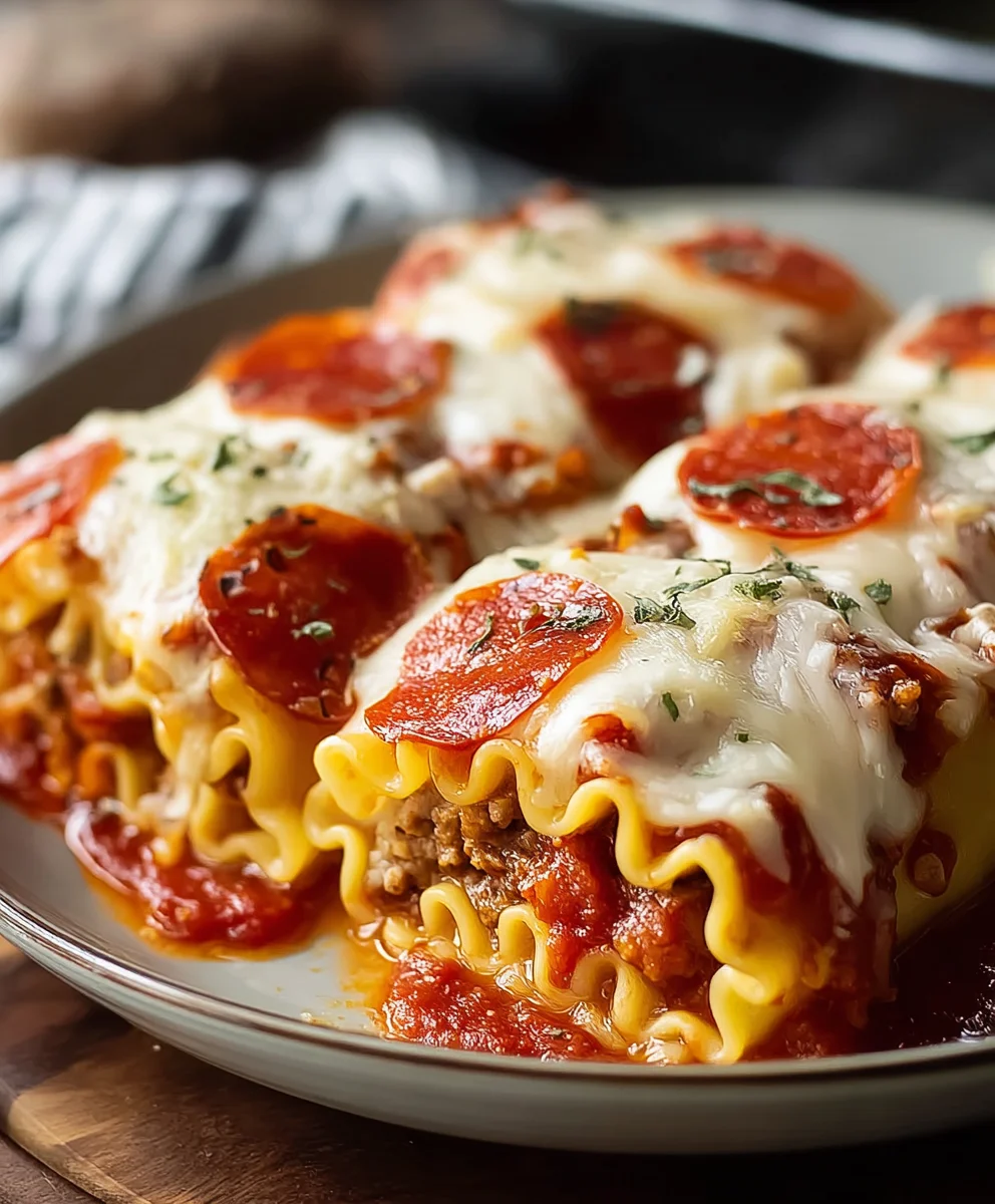 Beef Beef Pepperoni Pizza Lasagna Roll Ups-Easy Recipe