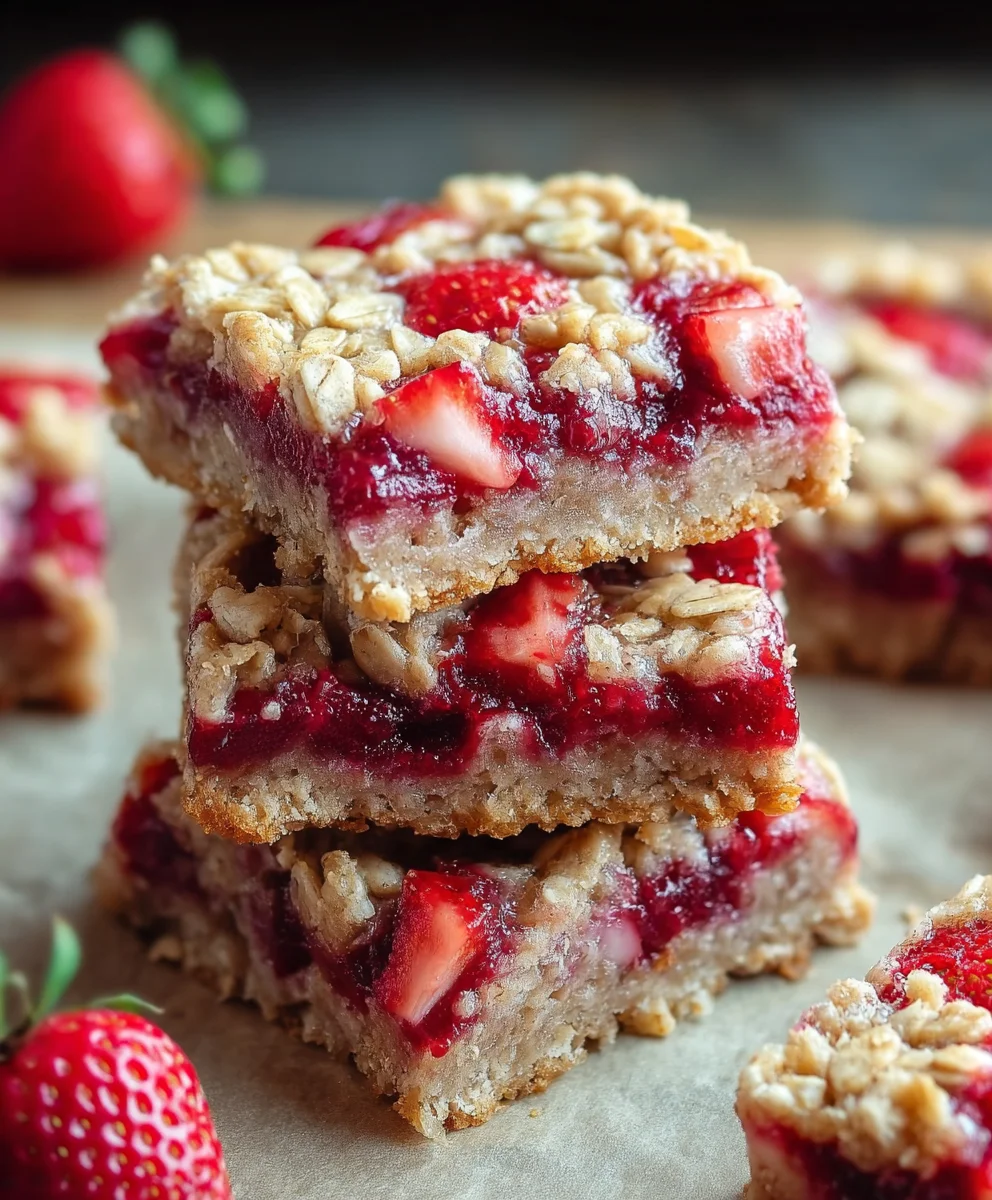Easy Strawberry Oat Bars - Healthy Breakfast Treat