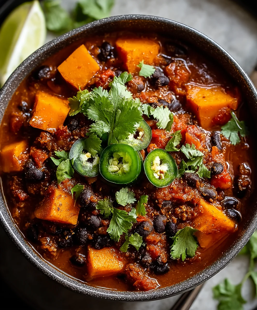 Hearty Sweet Potato Black Bean Chili Recipe