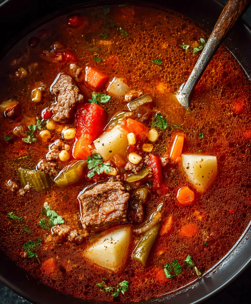 Hearty Cowboy Beef Soup-Easy Comfort Food Recipe