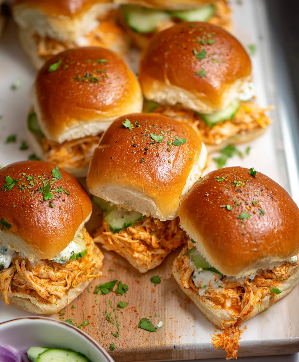 Spicy Buffalo Chicken Sliders-Easy Game Day Bites