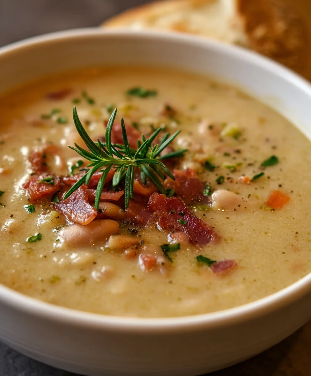 White Bean Beef Beef Bacon Soup - Hearty & Flavorful