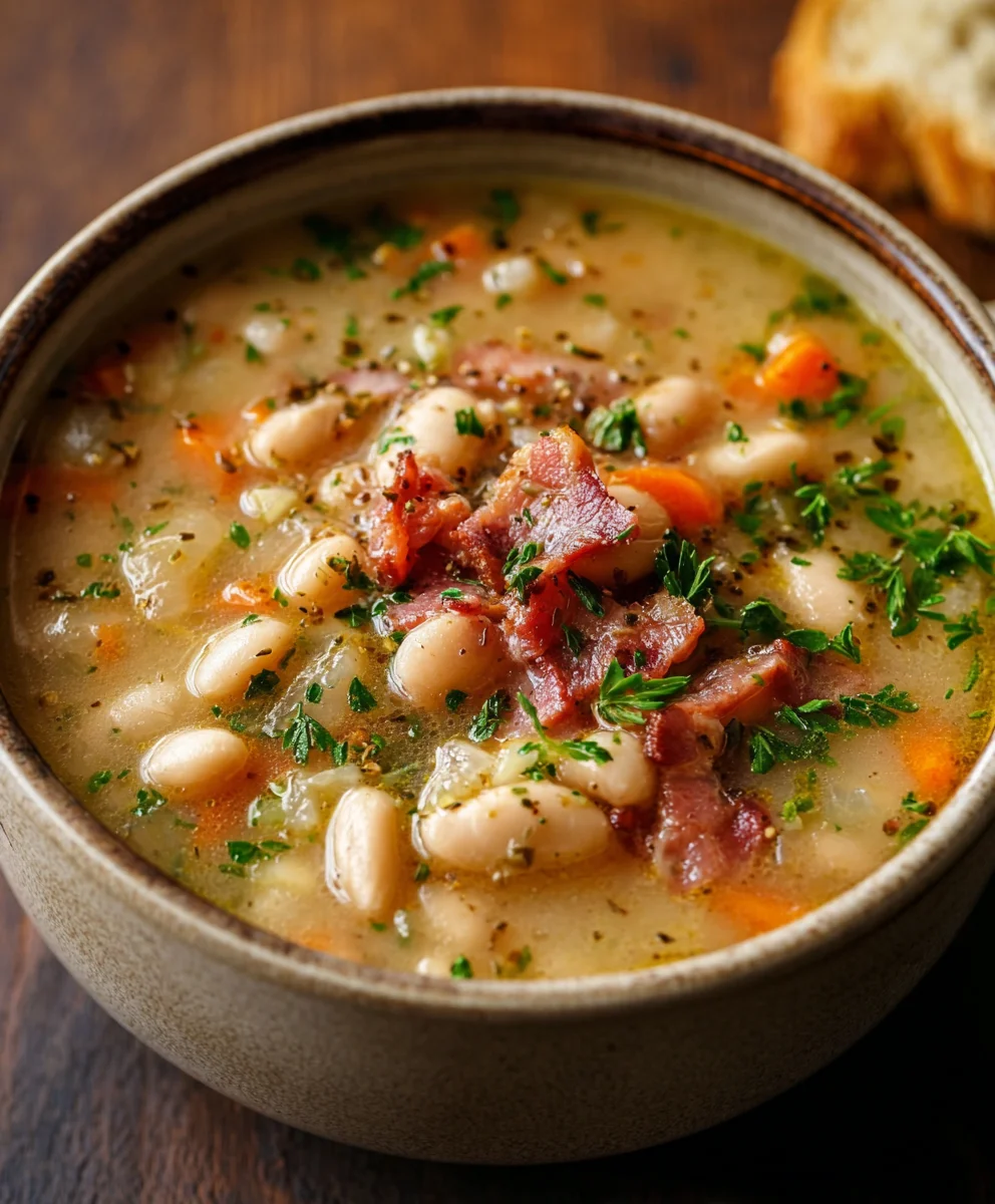 White Bean Beef Beef Bacon Soup - Hearty & Flavorful