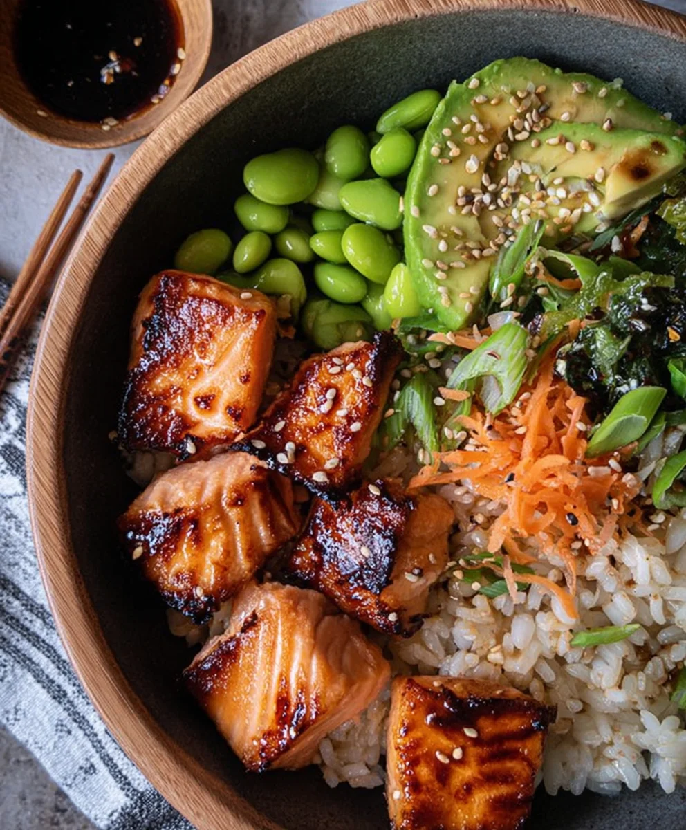 Gluten-Free Teriyaki Salmon Sushi Bowl Recipe