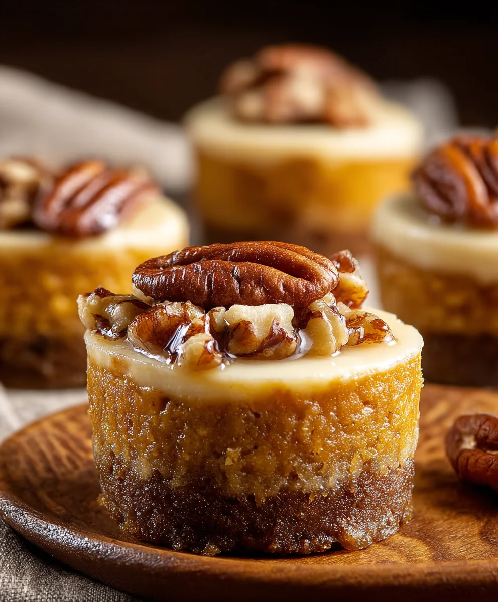 Pumpkin Pecan Mini Cheesecakes - Fall Dessert Favorite