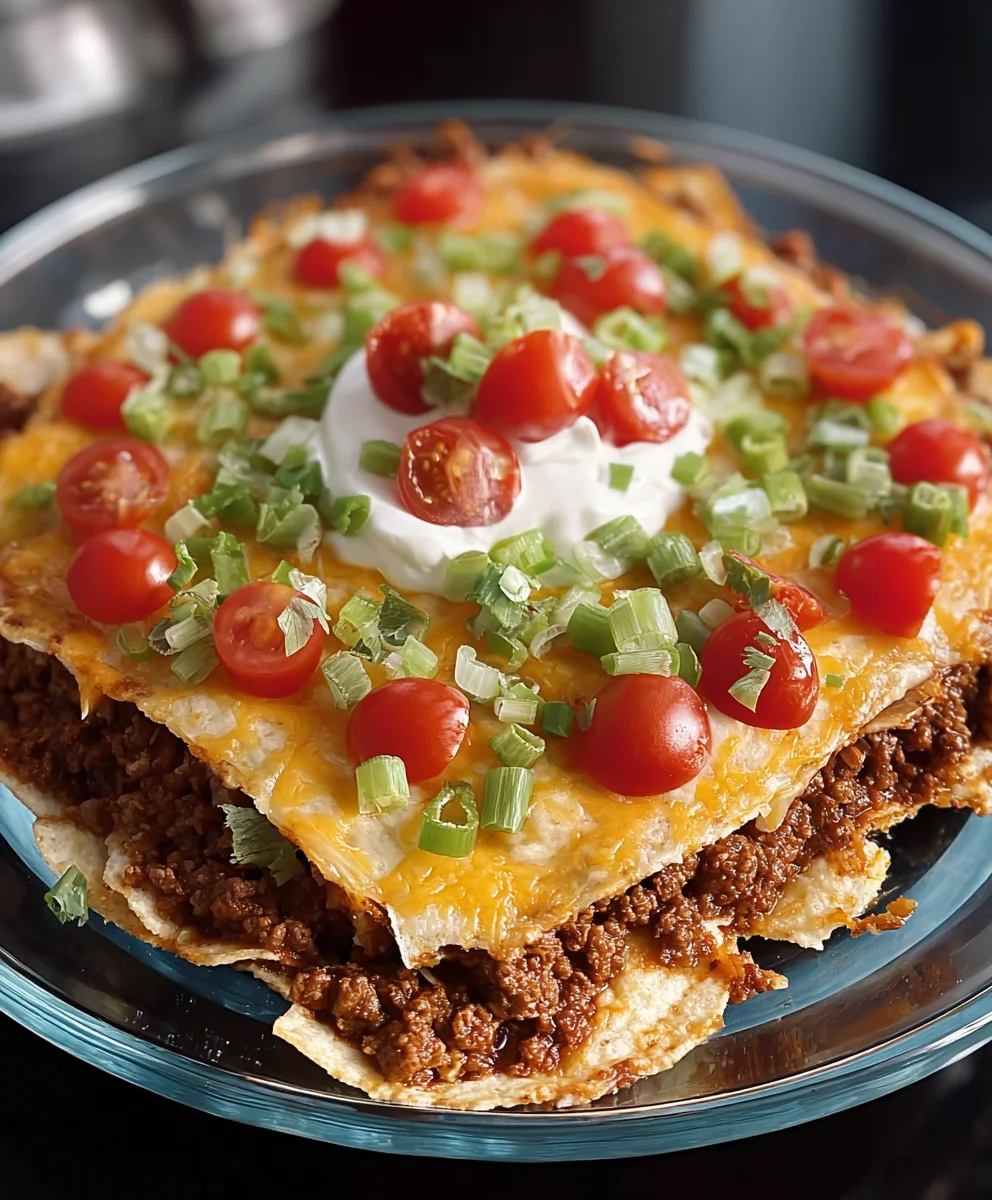 Easy Layered Beef Taco Bake Dinner Recipe