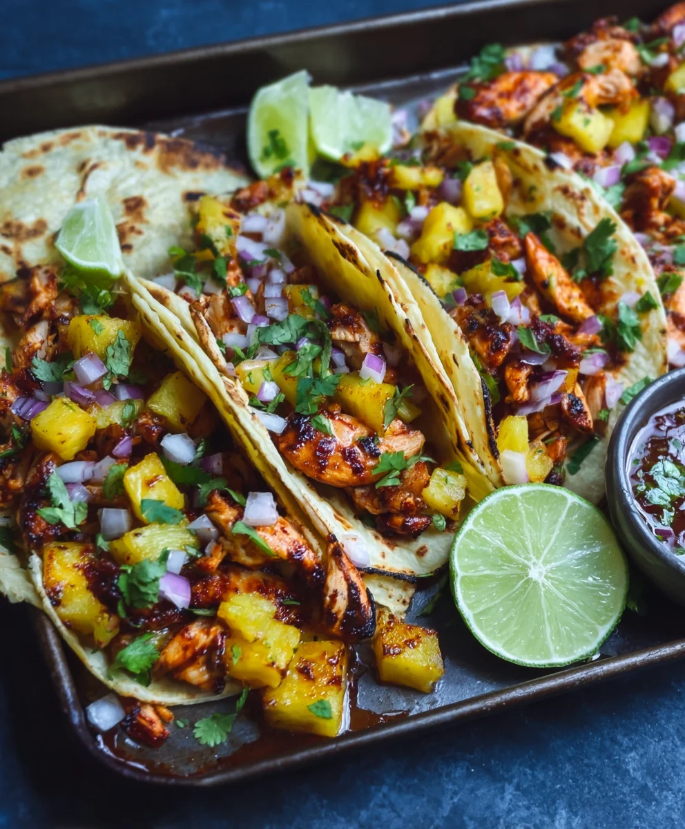 One Pan Chicken Pineapple Tacos Easy Recipe