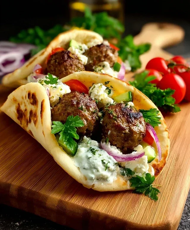 Greek Meatball Pitas
