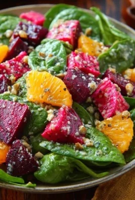 Beet Salad with Spinach and Honey-Mustard Lemon Dressing