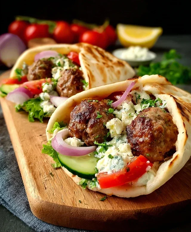 Greek Meatball Pitas