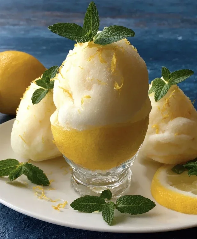 Sorbetto di Limone Dressed Up in a Frozen Lemon Shell