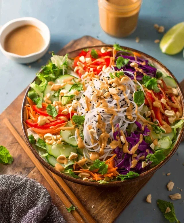 Spring Roll Salad with Peanut Dressing, gluten-free