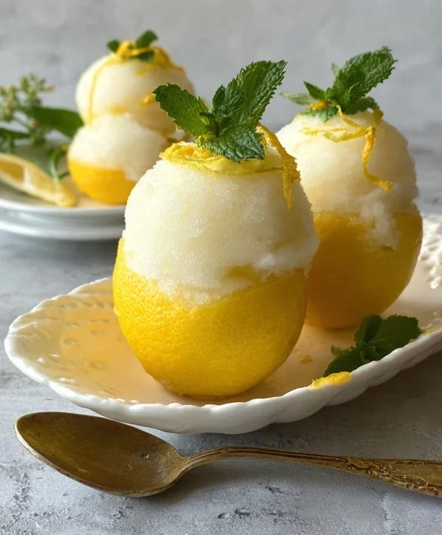 Sorbetto di Limone Dressed Up in a Frozen Lemon Shell