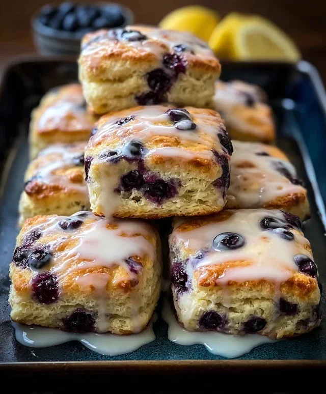 Glazed Blueberry Butter Swim Biscuits