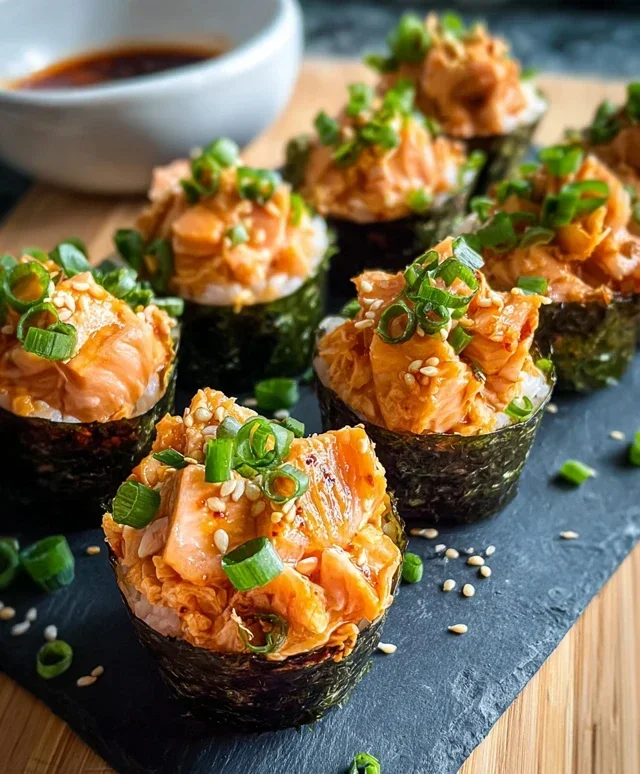 Spicy Salmon Sushi Cups