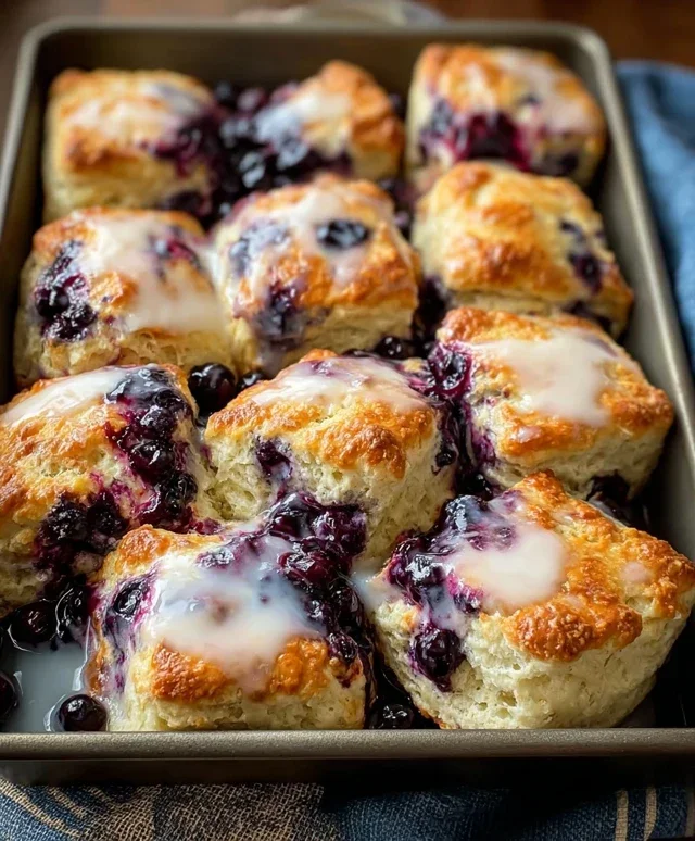 Glazed Blueberry Butter Swim Biscuits
