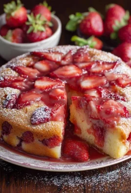 Easy Strawberry Cake with Strawberry Sauce