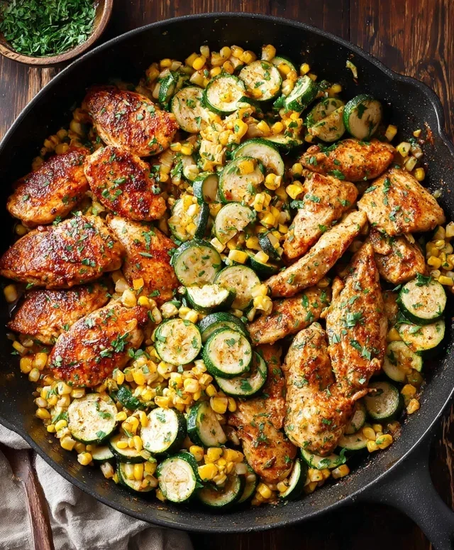 Garlic Butter Chicken with Zucchini and Corn - One-Pan, 30-Minute Meal