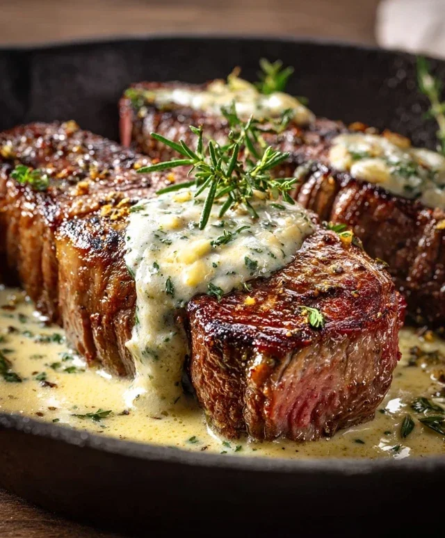 Garlic Butter Steak With Parmesan Cream Sauce