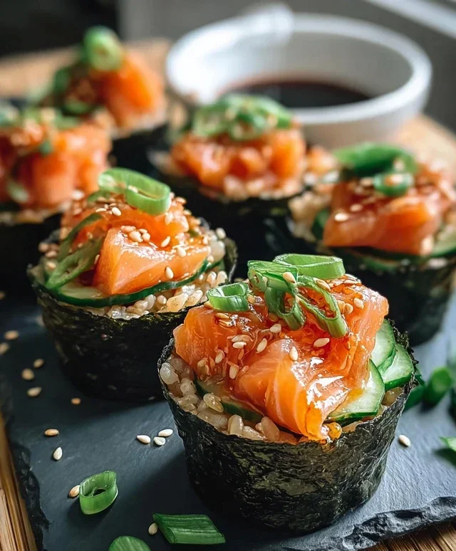Spicy Salmon Sushi Cups