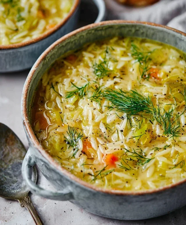 Orzo Leek and Dill Soup