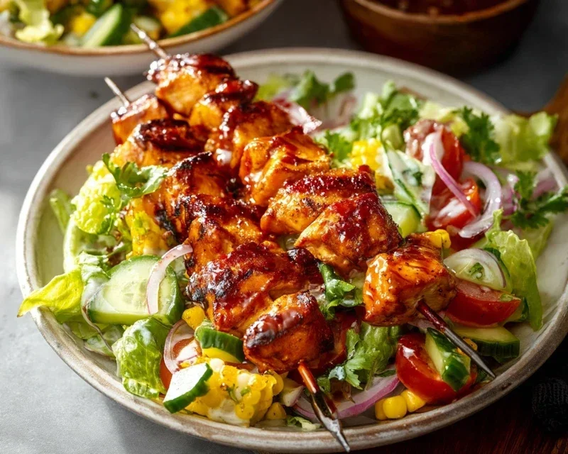 BBQ Chicken Skewer Salad