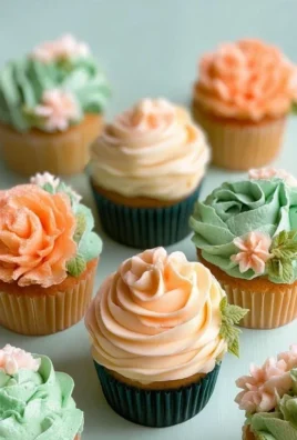 Sweet Treat Cupcake Ideas For Any Celebration : Peach and Soft Green Cupcakes