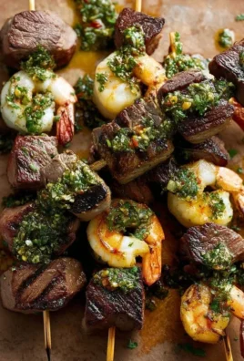 Surf and Turf Kabobs with Chimichurri Sauce