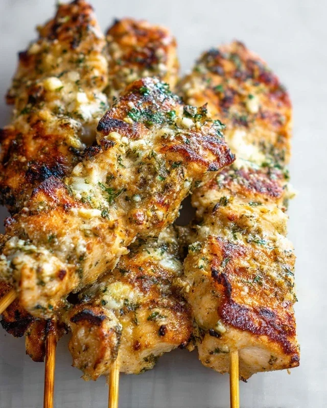Ranch Garlic Parmesan Chicken Skewers